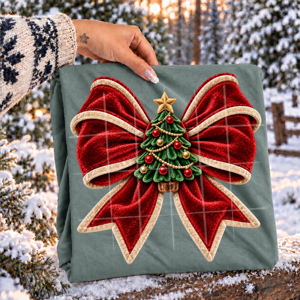 Velvet Christmas tree bow