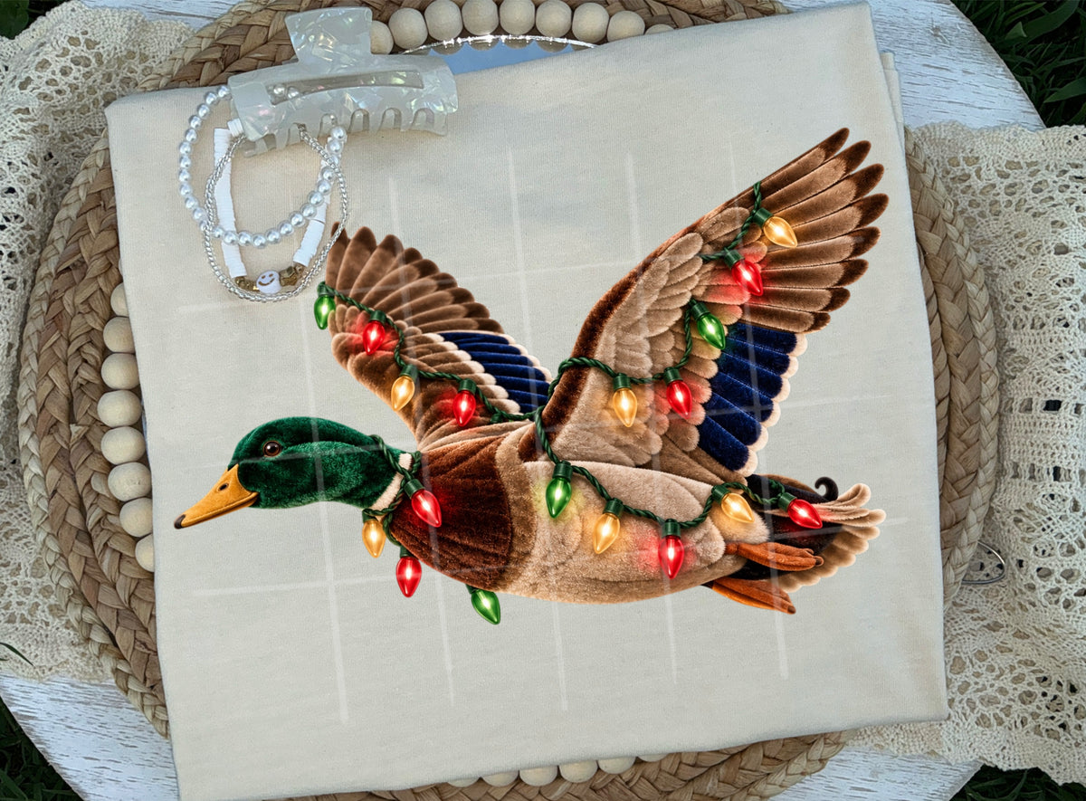 Velvet mallard duck with lights