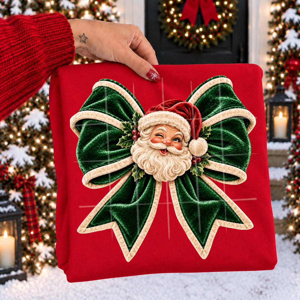Velvet bow with Santa