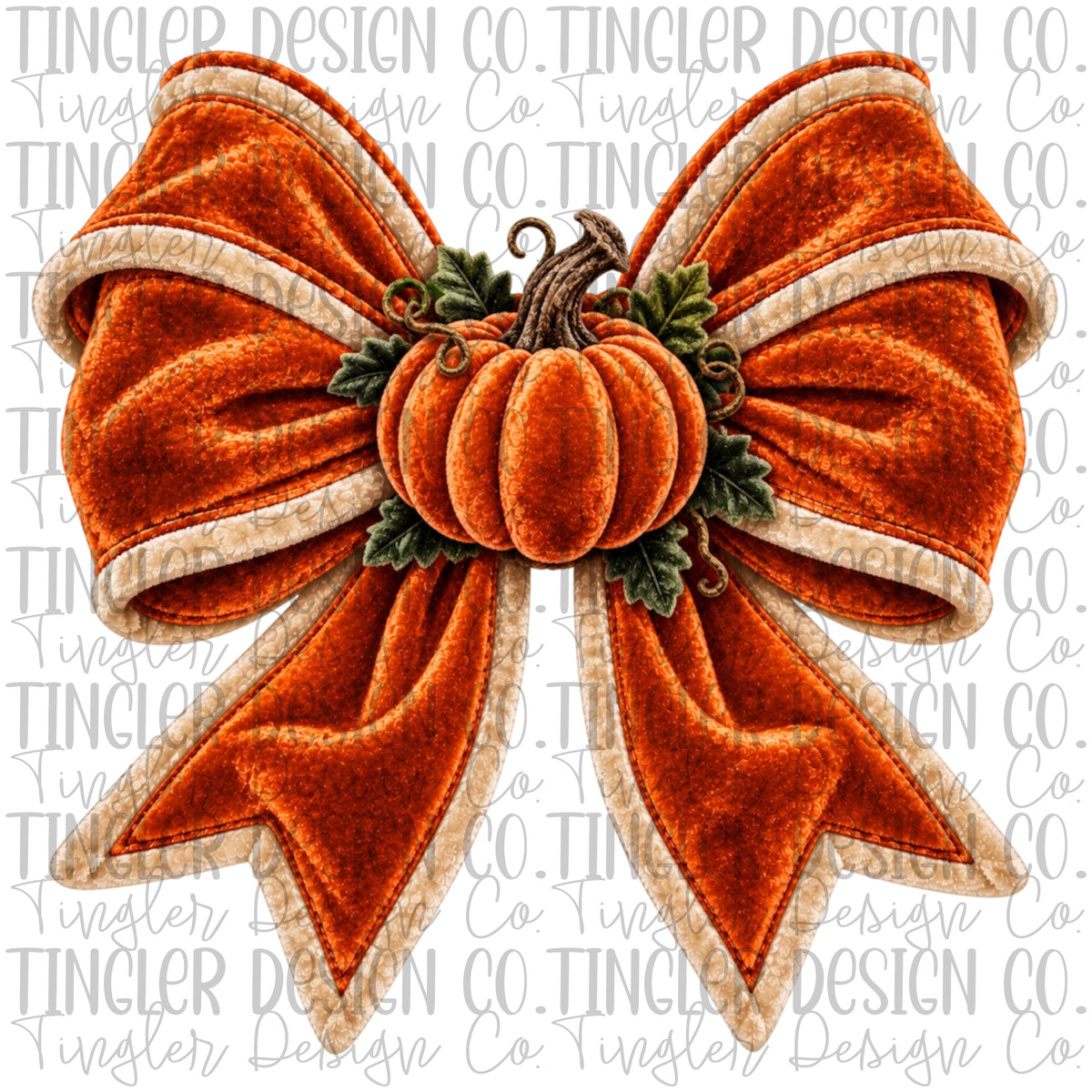 Velvet bow with pumpkin