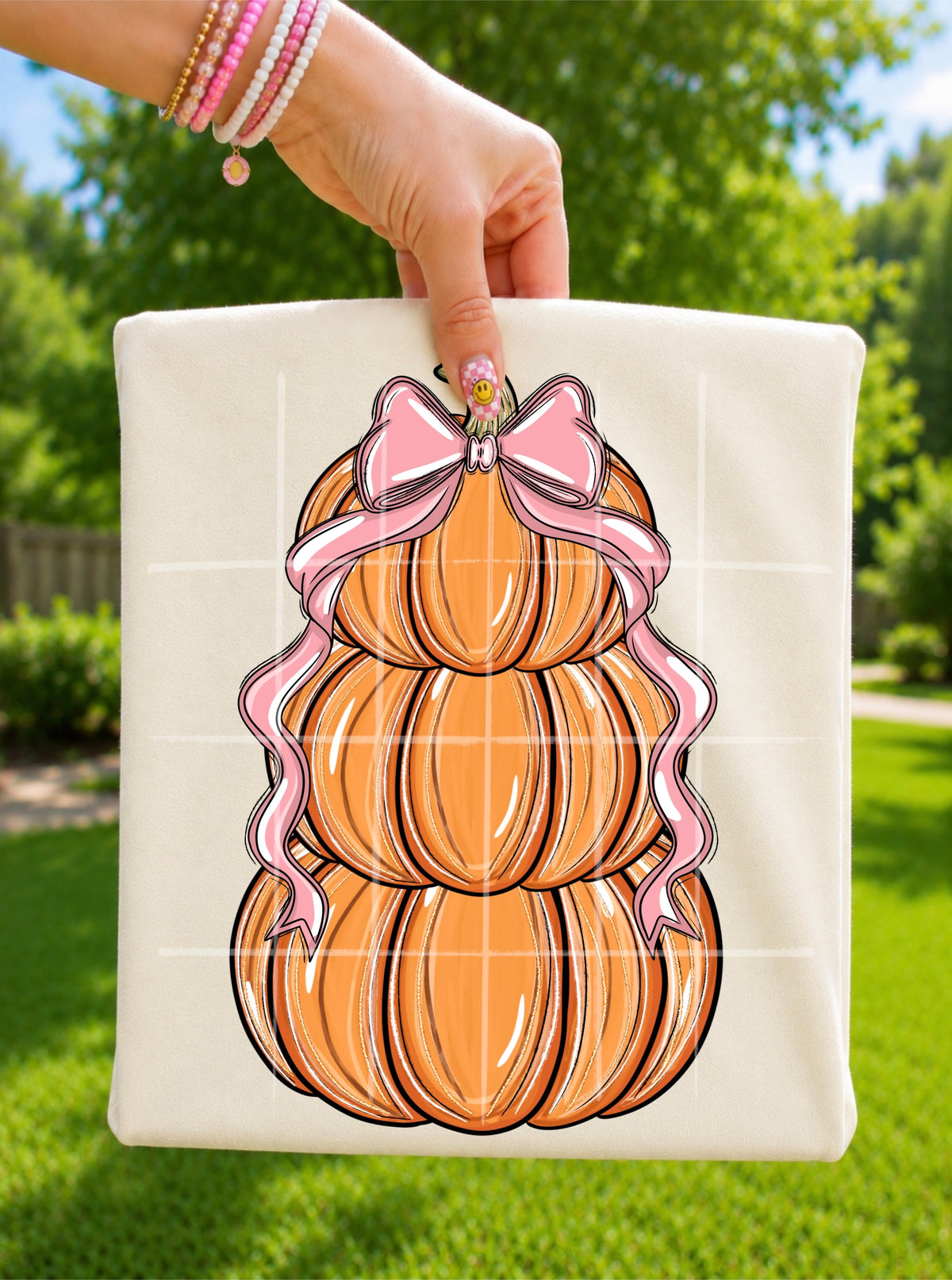 Pumpkin stack with bow