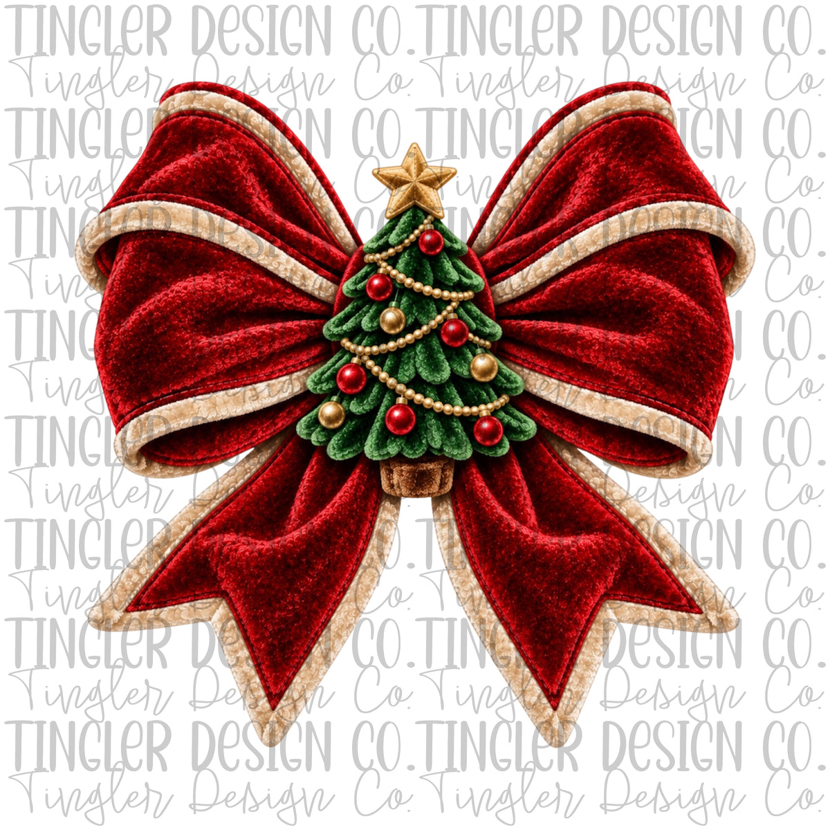 Velvet Christmas tree bow
