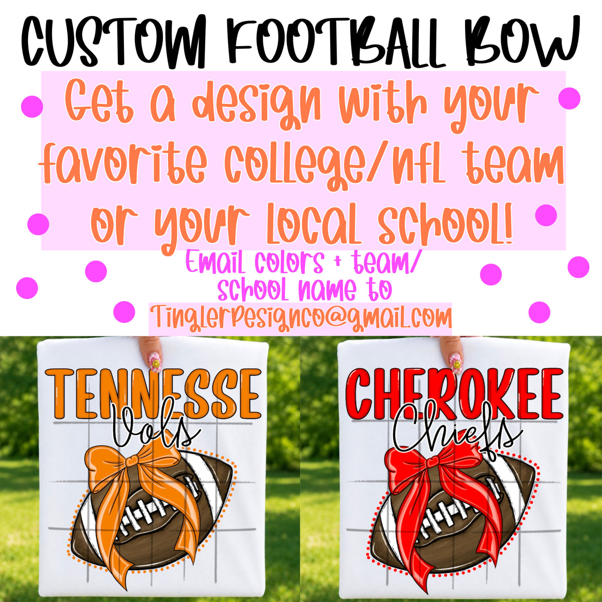 Custom Football Bows (ONE TEAM PER PURCHASE)