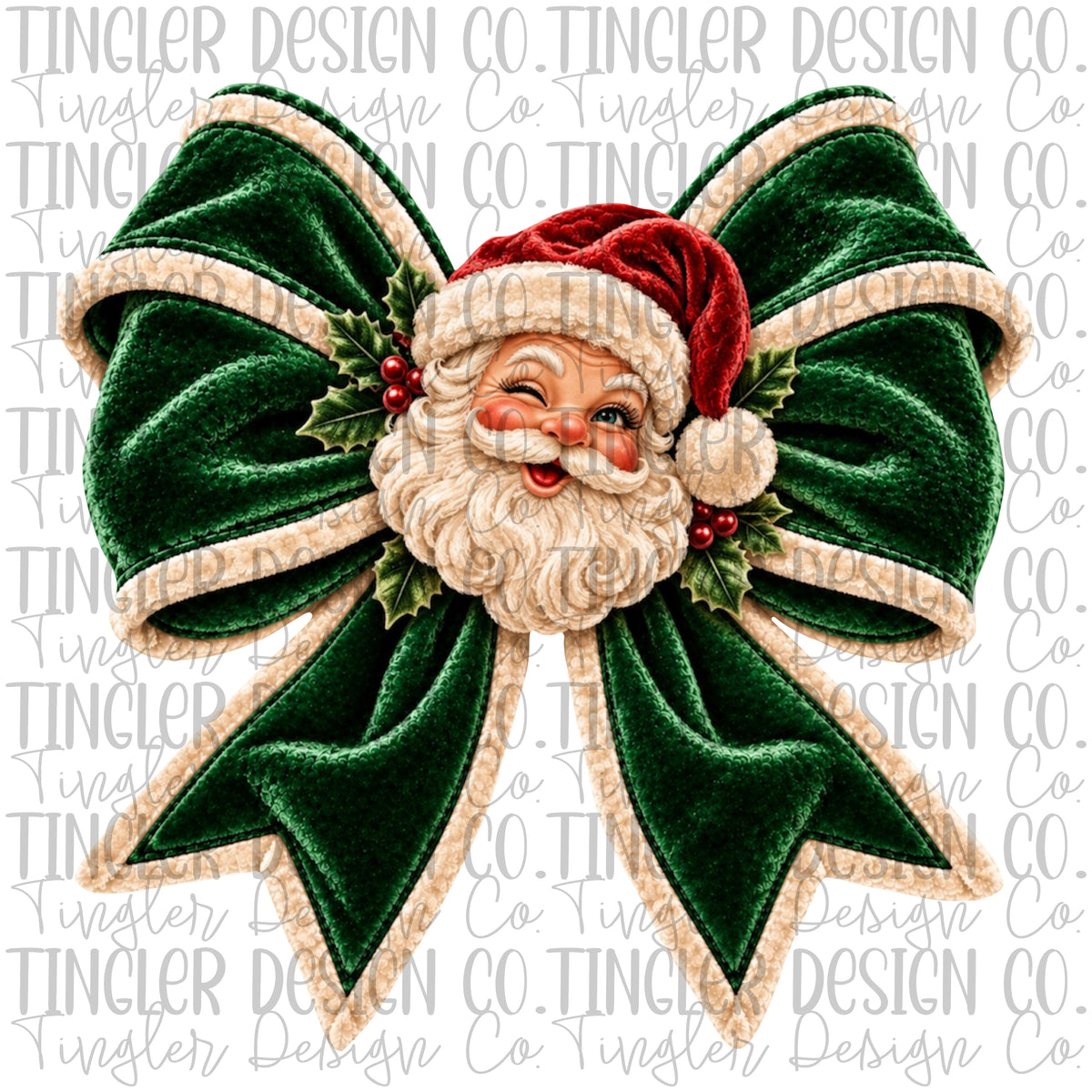 Velvet bow with Santa