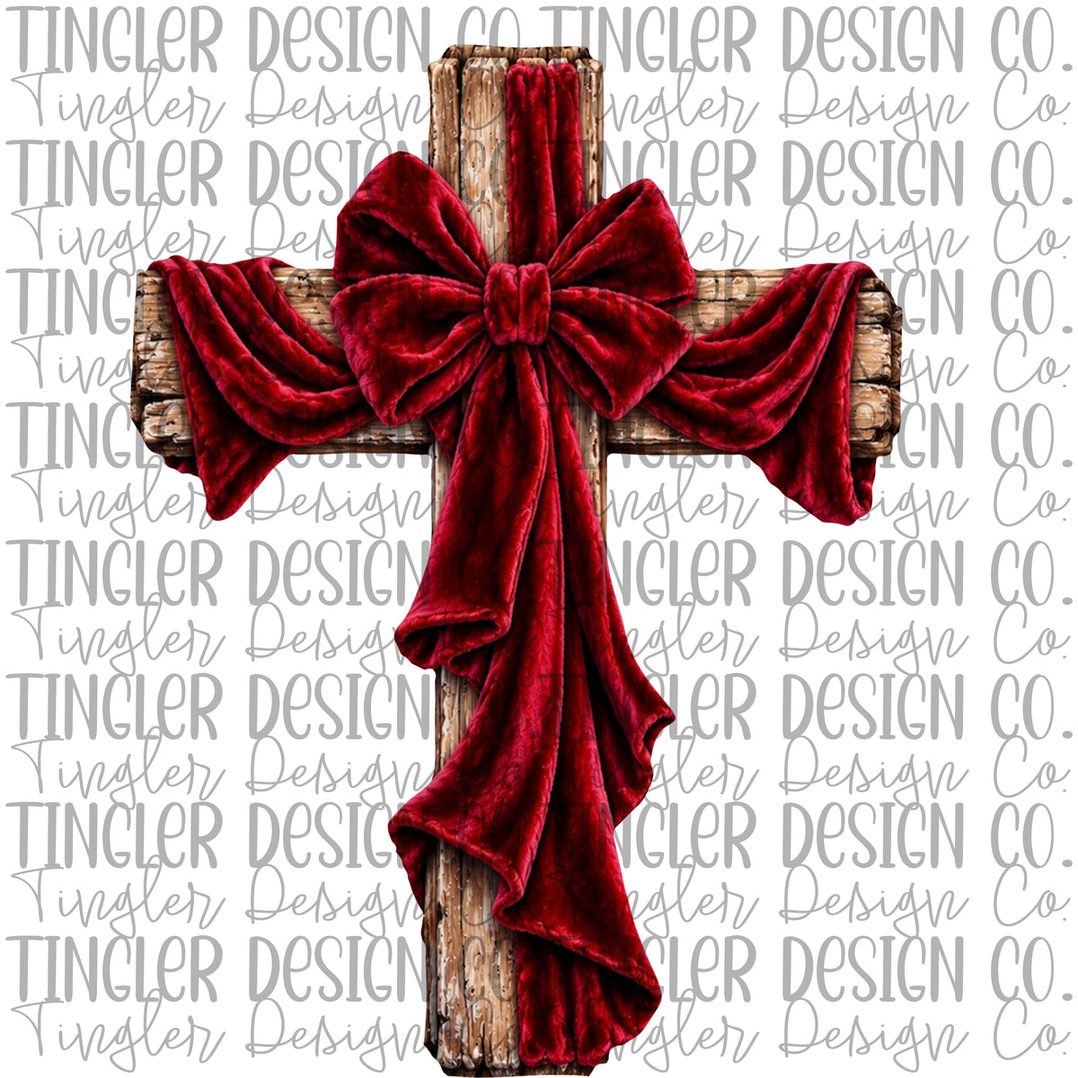 Velvet bow on cross