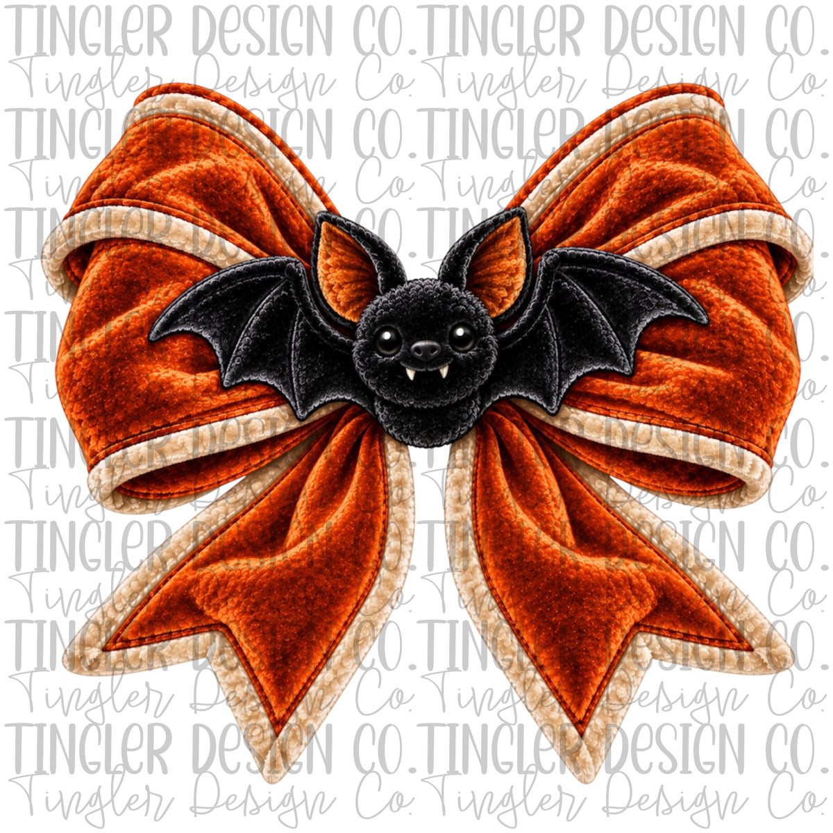 Velvet bow with bat