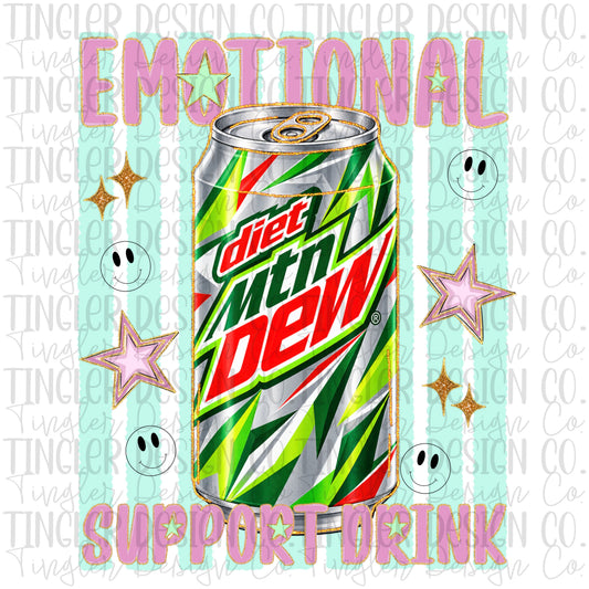 Emotional support drink Diet Mtn Dew