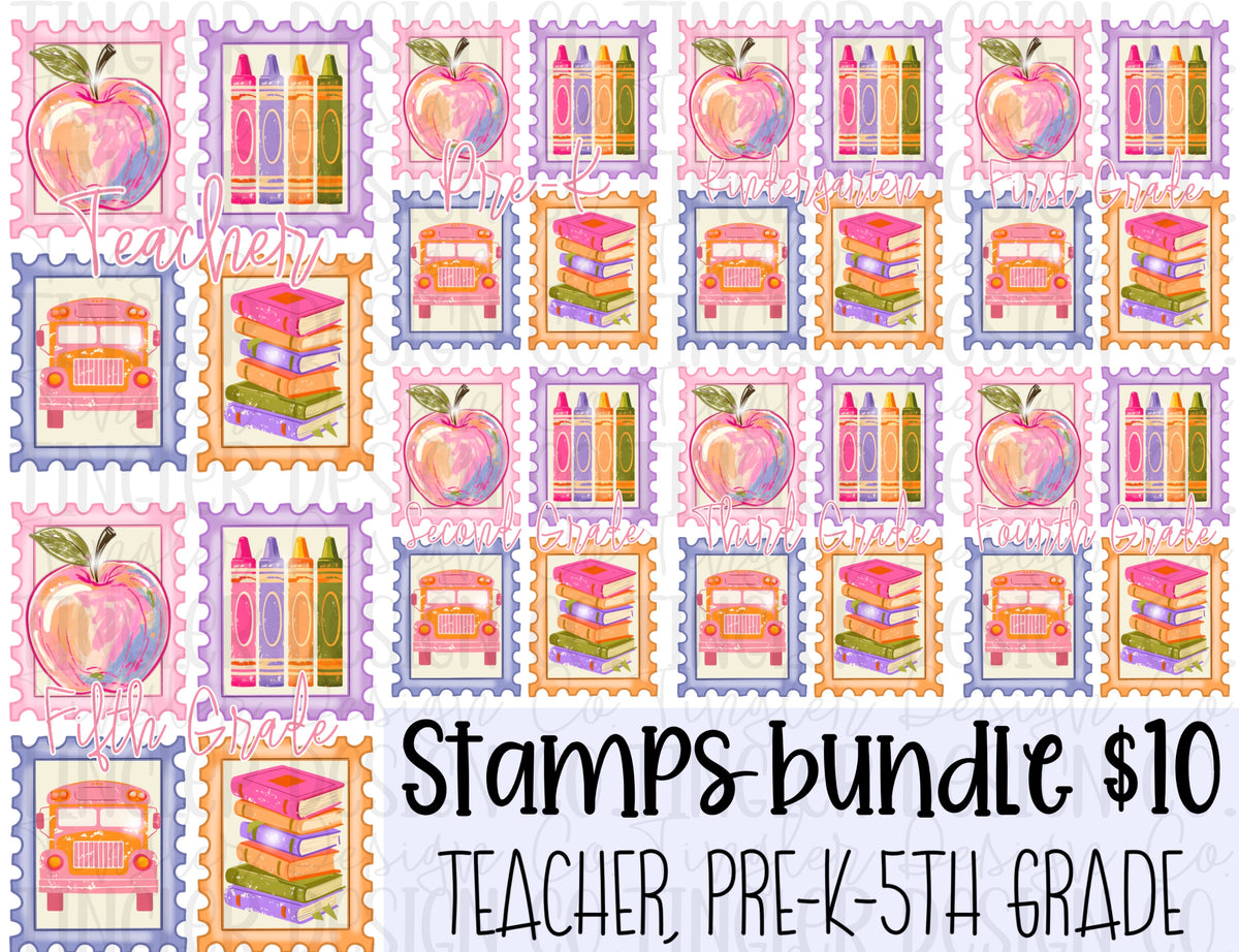 Grade stamps bundle (PreK-5th + teacher)