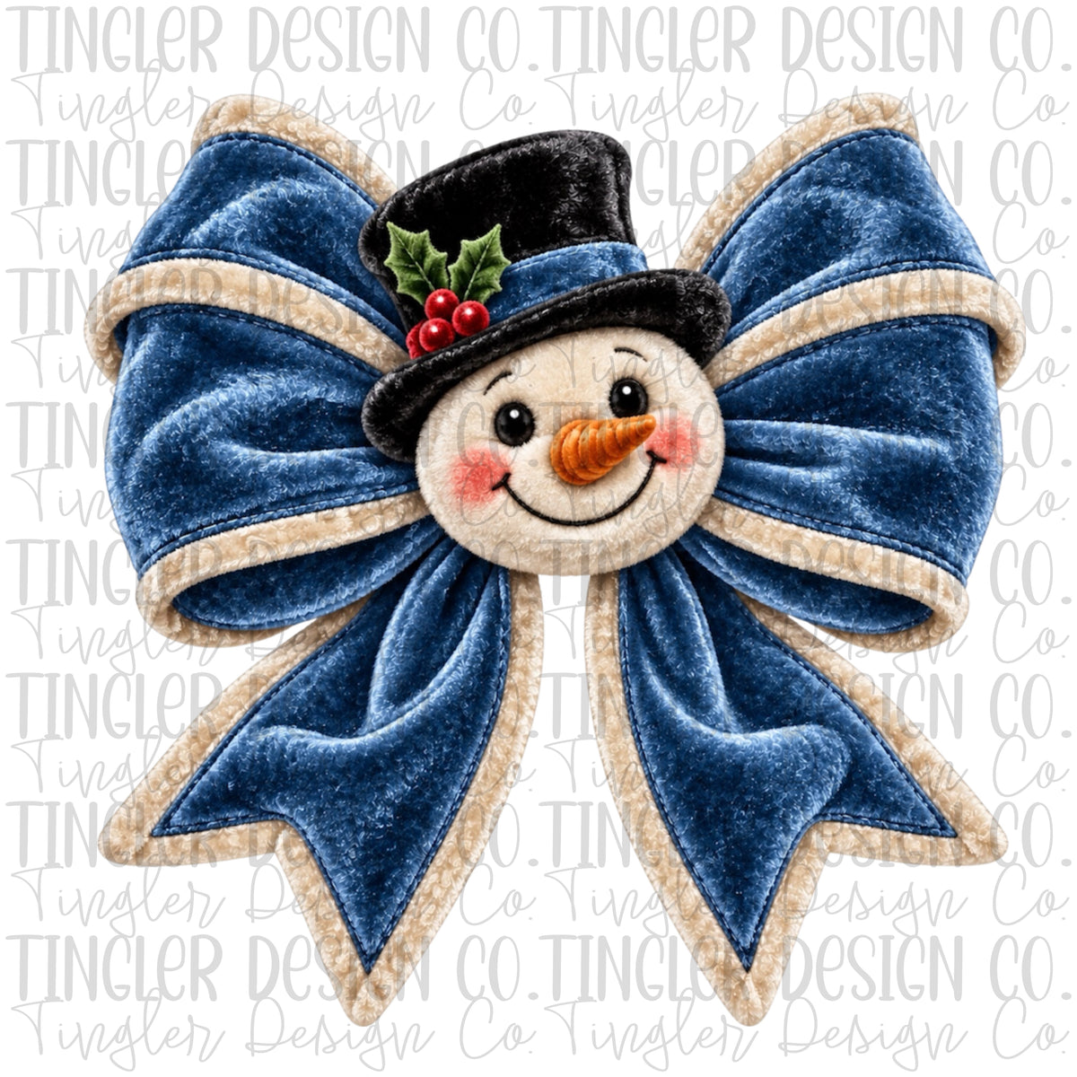 Velvet snowman bow