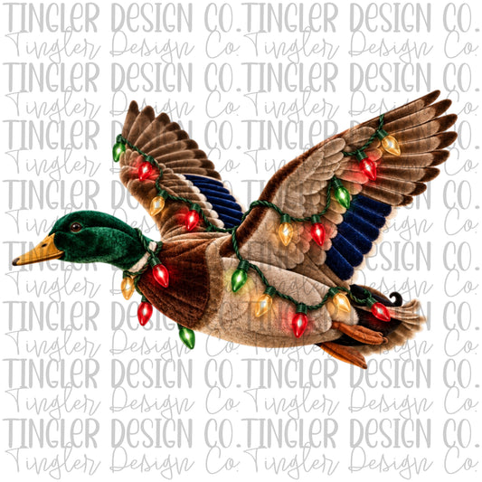 Velvet mallard duck with lights